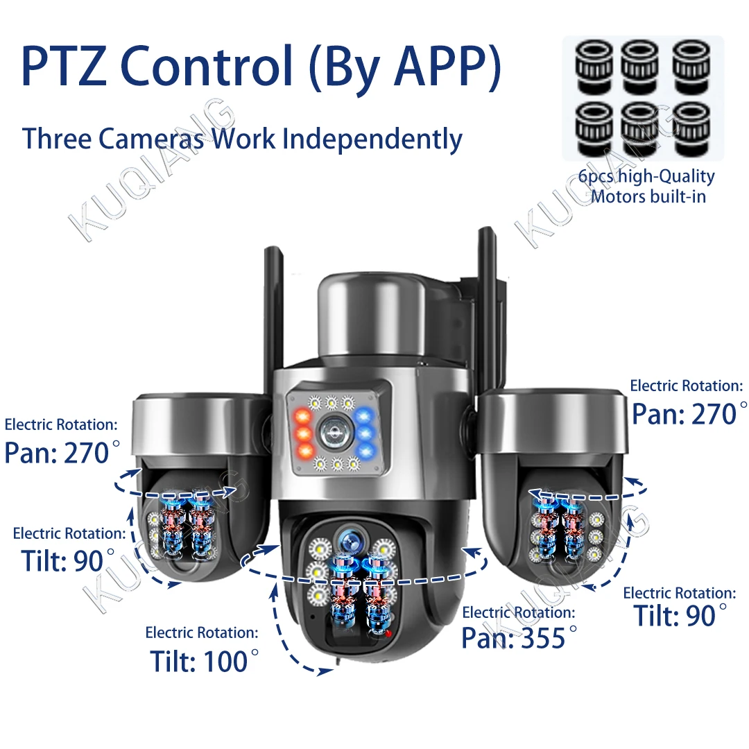 20MP 4G Sim Solar Camera WiFi 10X Optical Zoom 3-PTZ 4-Lens 3-Screens Outdoor Wireless Security Cameras Auto Tracking CCTV V380 image 5