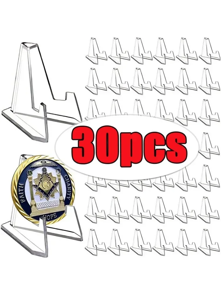 Présentoir de pièces de monnaie en acrylique Transparent, 30/1 pièces, petit chevalet, Support de carte commémorative, défi, porte-Capsule de pièces de monnaie