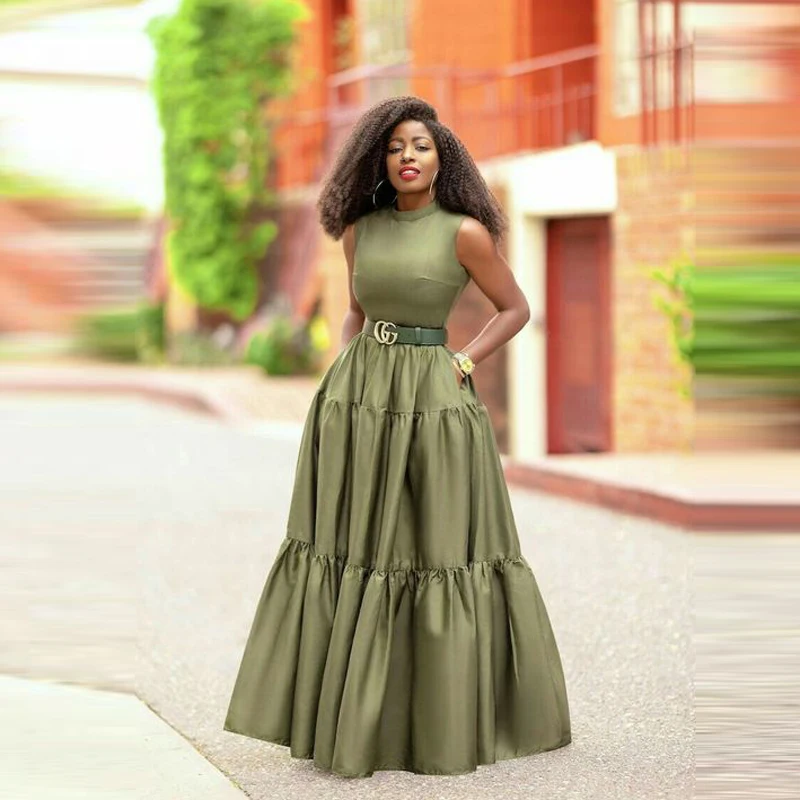 

ArmyGreen Long Satin Skirt For Women Casual Long Birthday Skirt Party Wear Custom Made High Waist Jupes Only Sell Bottom