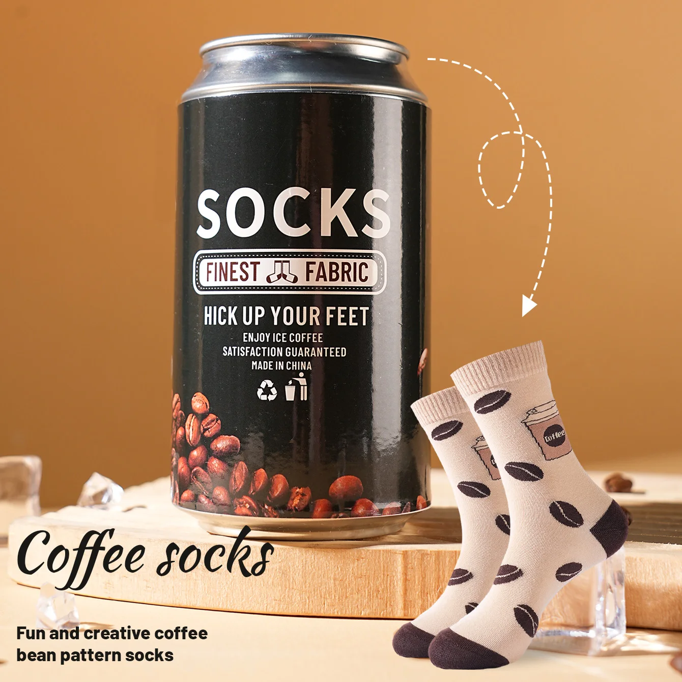 

1 пара носков до середины икры для мужчин и женщин, новинка и забавная красочная кофейная банка, подарочная коробка, европейский и американский модный тренд, удобный и дышащий, повседневный подарок для вечеринки, День святого Валентина, Рождество, Санта-К