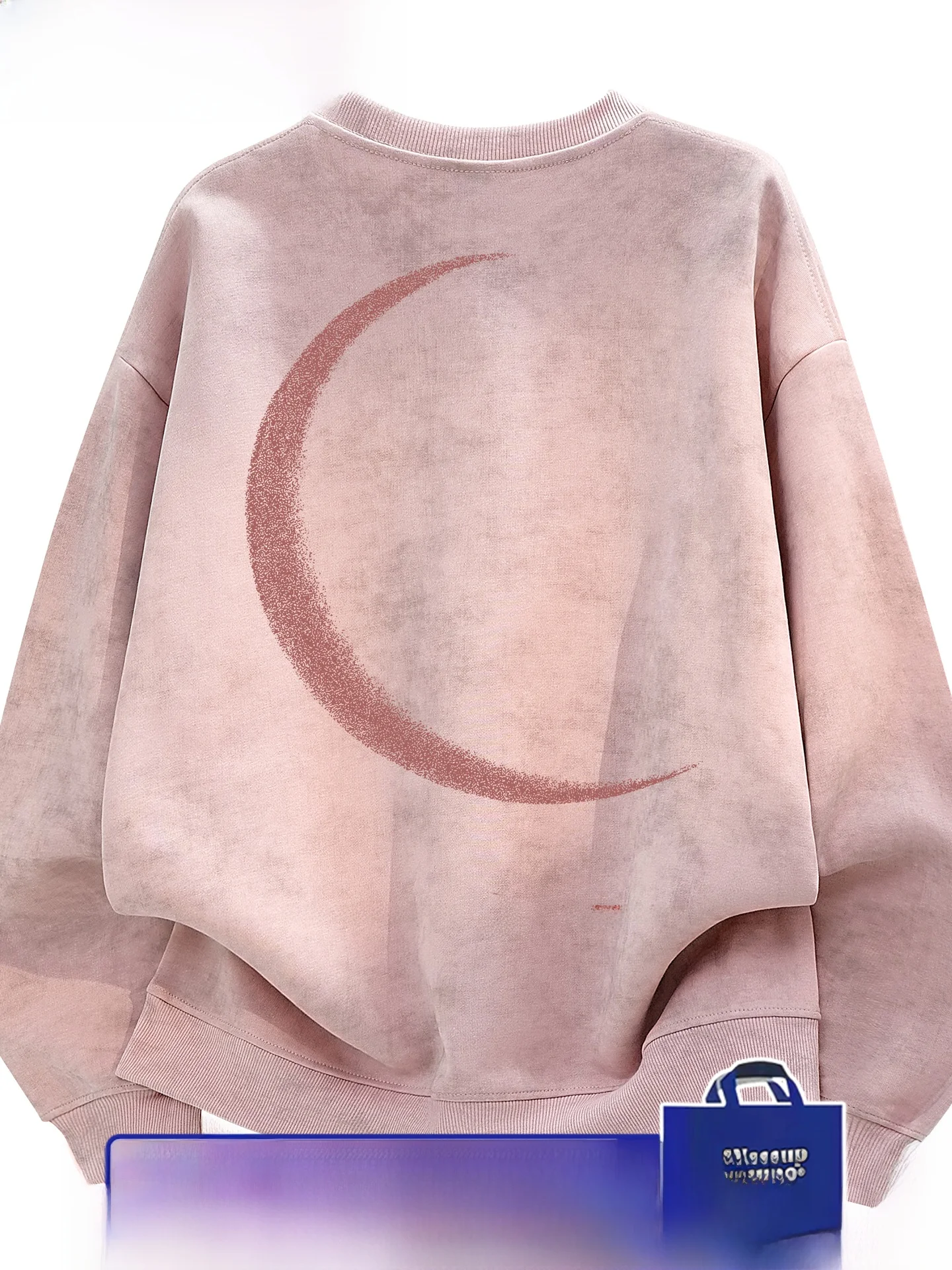 Camiseta Retro Unissex com Forro de Fleece e Estampa Simples Divertida em Rosa, Moletom Casual para Homens e Mulheres