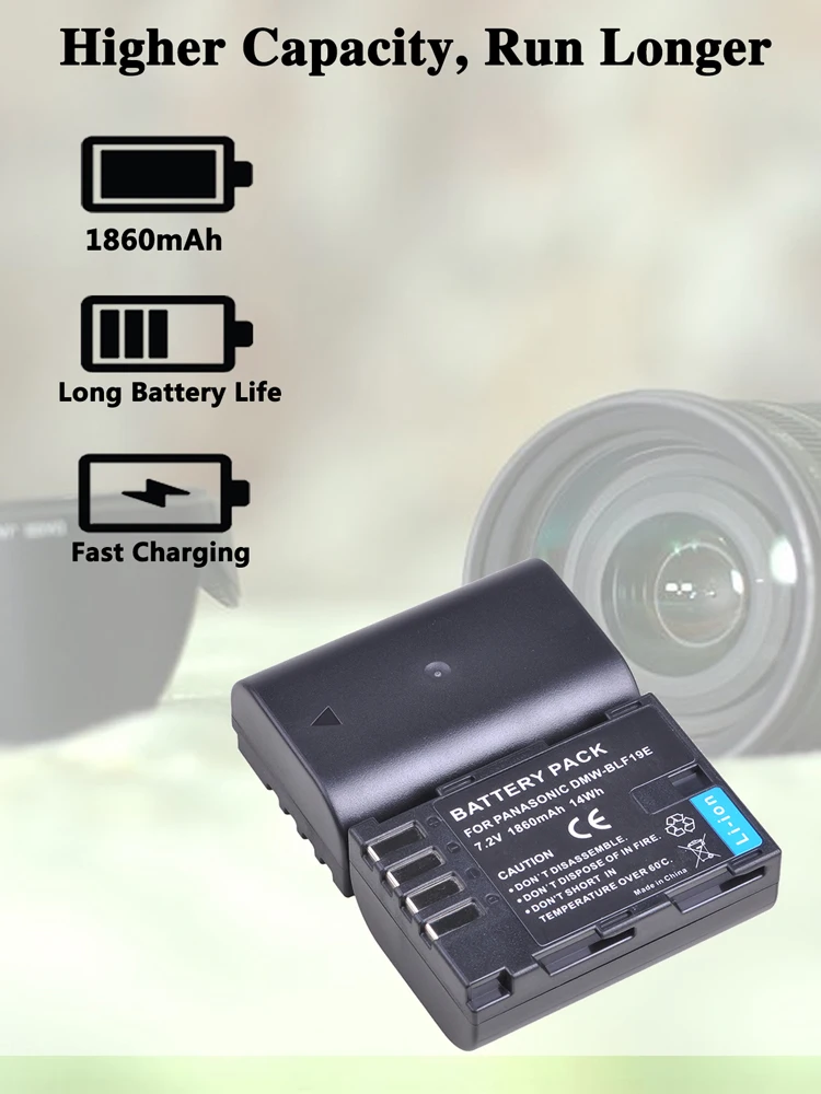 DMW-BLF19 BLF19E BLF19PP Battery&LED Dual Charger with Type C for Panasonic Lumix DC-G9 DMC-GH5 GH3 DMC-GH3H GH4 GH4H DC-GH5S