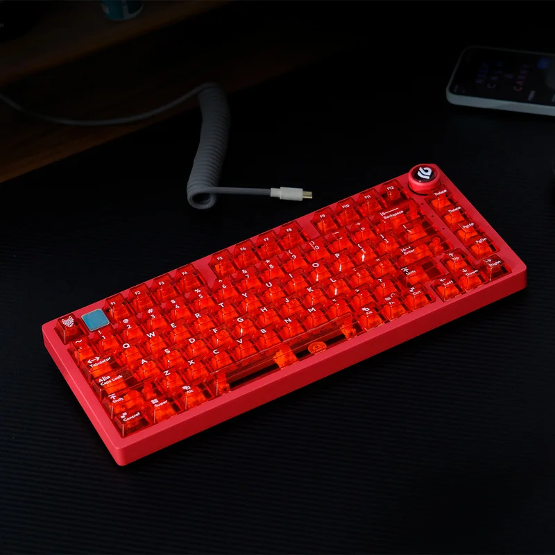 Imagem -02 - Aifei-keycap Teclado Mecânico Transparente Vermelho Altura de Fábrica Compatível Design Ergonômico 61 75 87 Chaves Feito de Material para pc