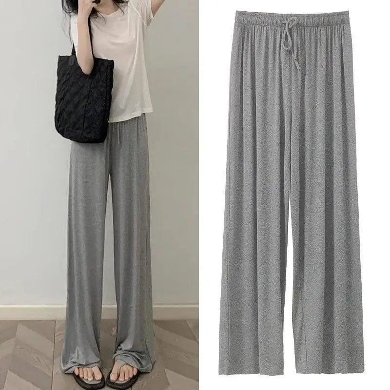 Modal Wide Leg Pants Women Summer Thin Loose Slim Straight Long Trousers High Waist Drape Casual plus Size Sun Protection