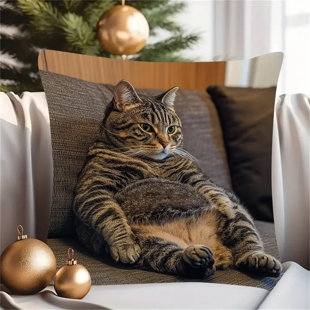 1pc Sofa Cat Pillow Cover, Single-Sided Print for Easter, No Pillow Insert, Perfect for Any Living Room,Sofa Decor Style