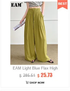 EAM Black Pleated Irregular High Elastic Waist Wide Leg Pants New Loose Trousers Women Fashion Tide Autumn 2026 30A2833