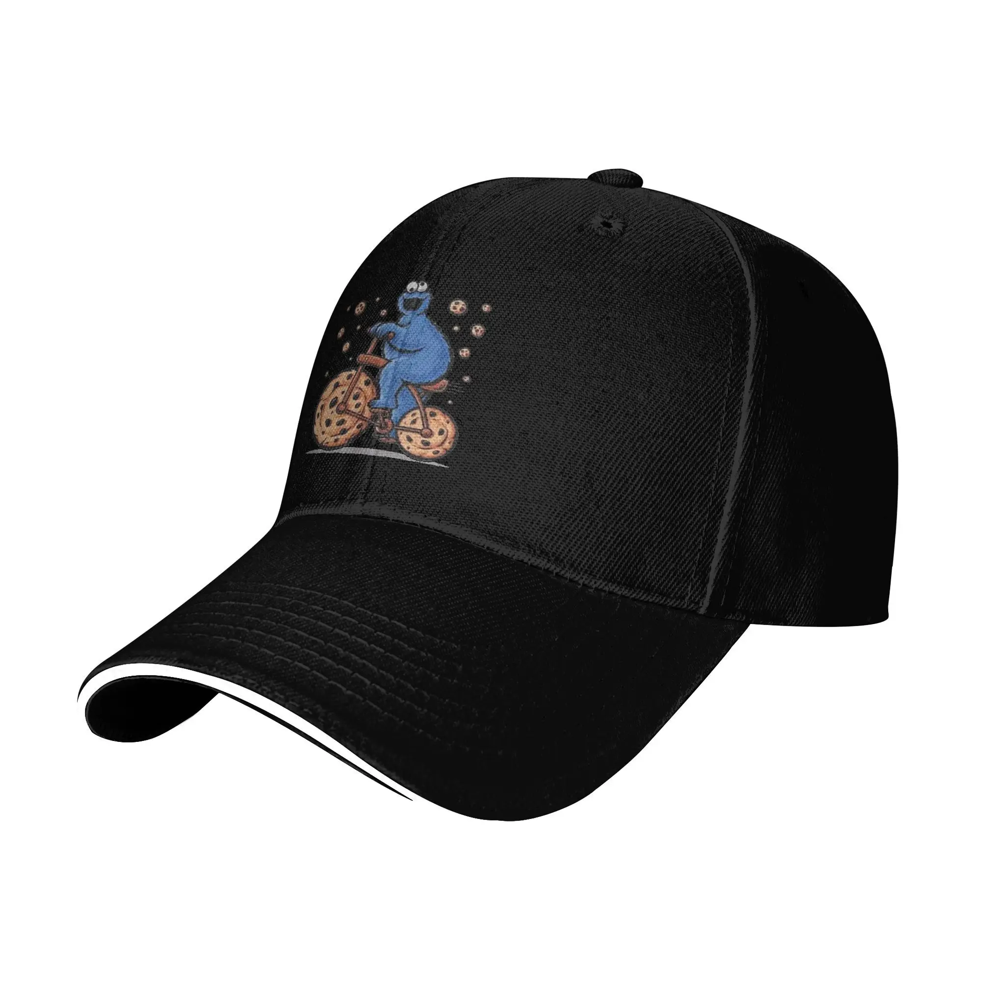 Cartoon Role Funny Cookie Monster Ride A Bike Beach Baseball Caps  Mens  Printing Trucker Cap For Women Sport Sun Hat