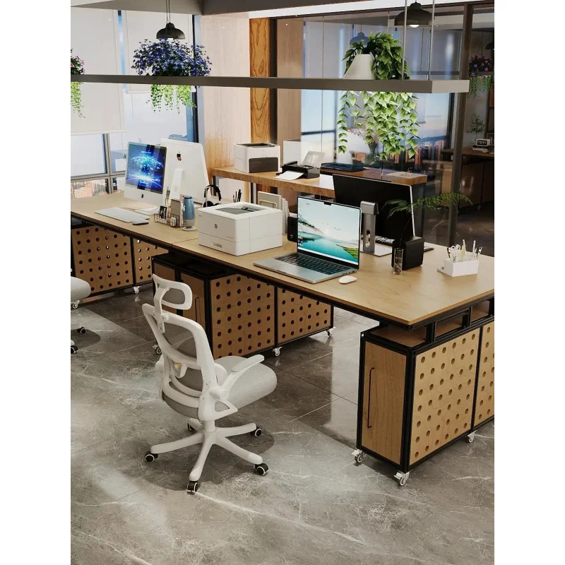 custom.TIANQING Designer's Studio Conference Table Workstation Table Aluminum Profile Birch Wood Ocean Board Modern Office Desk