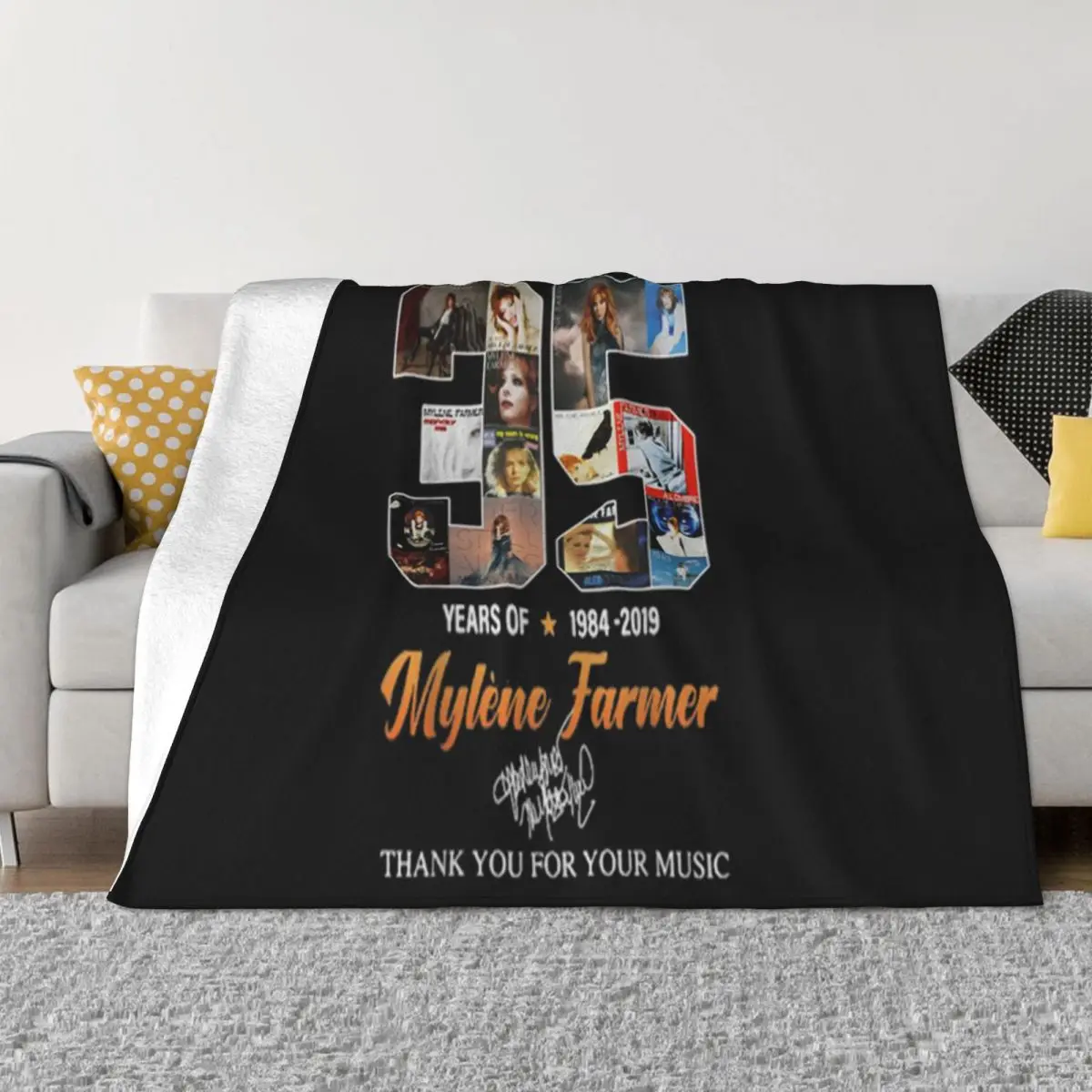 35 Years Of Mylne Farmer Thank You For Your Music Signature Youth Street Style Hip-Hop Throw Blanket