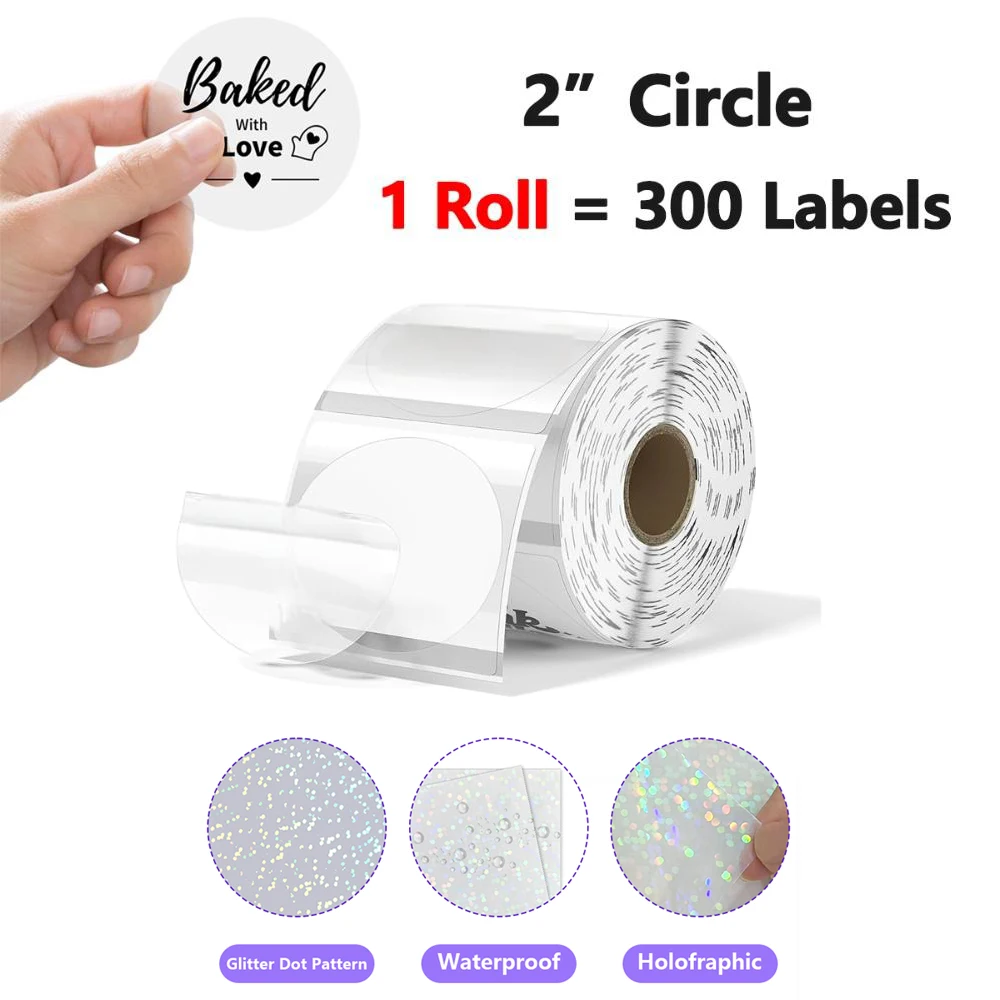 1 لفة من الورق الحراري الشفاف الفلورسنت مناسبة للهدايا والمنتجات والتنظيم المنزلي وملصقات المكاتب