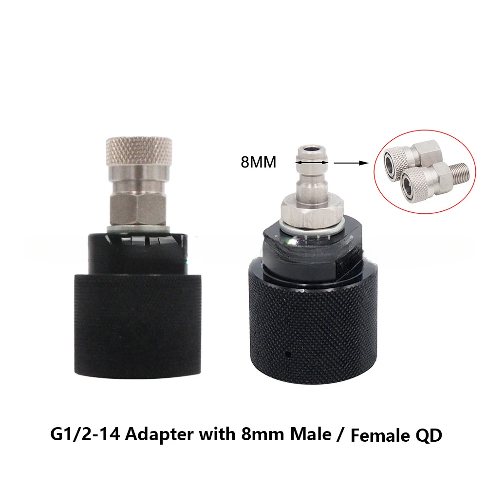 CO2 gas cylinder adapter, air connector inner teeth G1/2 quick disconnect female/male 8mm