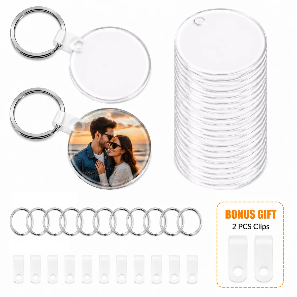 Round Sublimation Keychains — 10 Pack