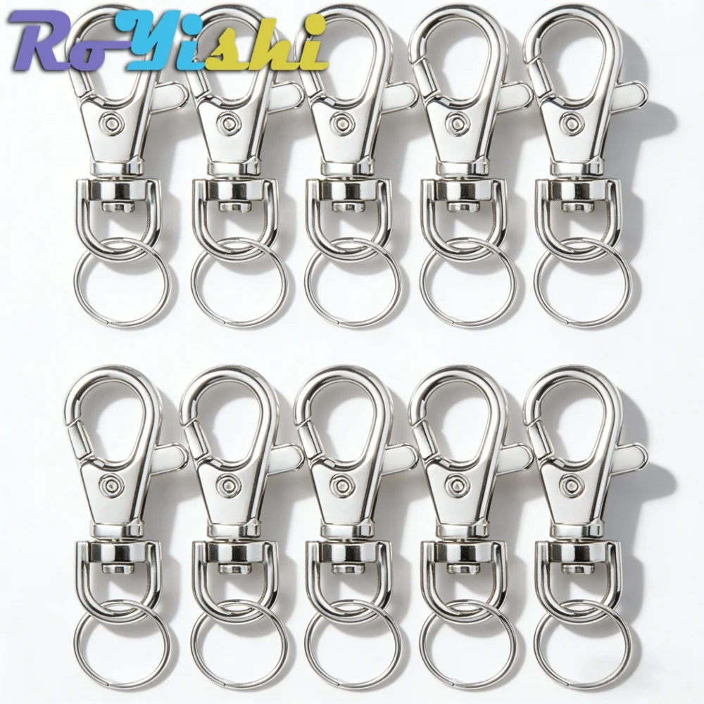 

10-100 комплектов серебряных поворотных карабинов с брелоками для ключей, ремешков, изготовления ювелирных изделий, художественных ремесел