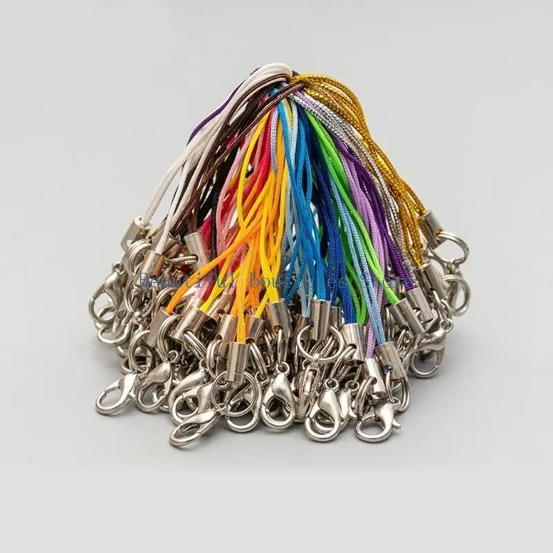 U4LF 100 قطعة من حبل الهاتف حلقة تسلق المعصم مادة البوليستر مثالية للهواتف ومفاتيح مشغلات MP3 والكاميرات الصغيرة