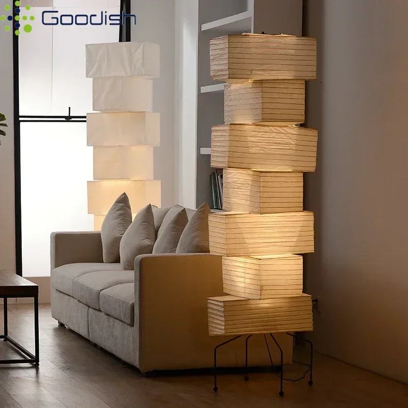 

Современный напольный светильник-шампанье Akari Noguchi из рисовой бумаги с LED-подсветкой, креативный светильник для гостиной, декоративная люстра для дома