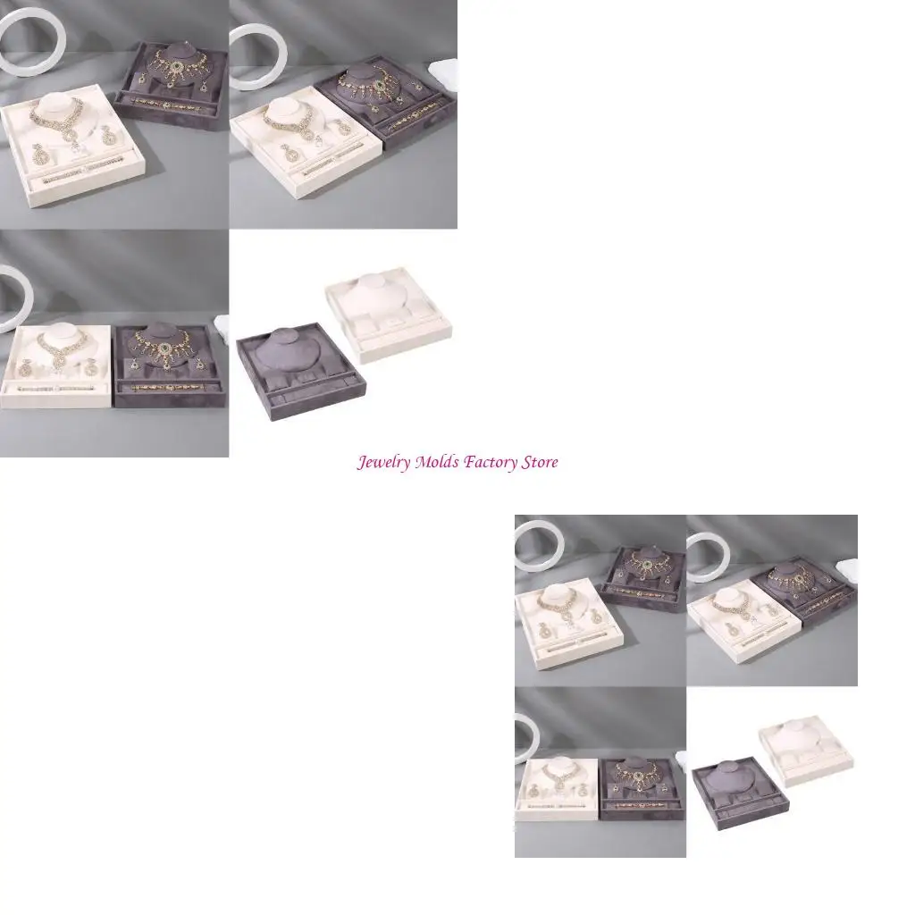 

Velvets Jewelry Display Mat Elegant Presentation Tray for Necklaces and Earrings E0BF