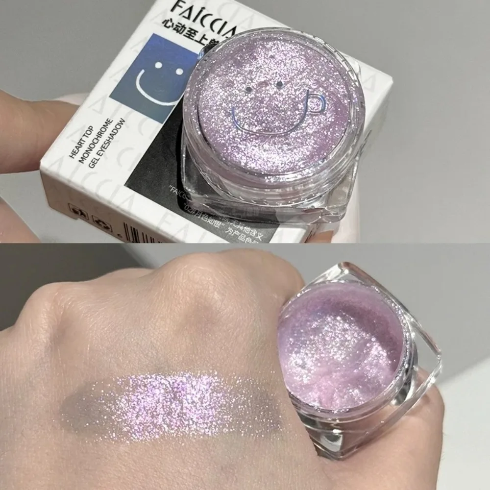 برطمانات ظلال عيون فضية بيضاء مقاومة للماء لامعة على شكل دودة القز، جل لامع لظلال العيون، ترتر يدوم طويلاً