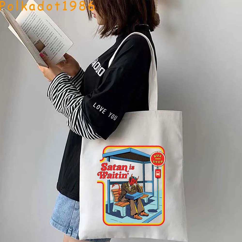 البقاء إيجابيا لا تتحدث مع الغرباء أشباح الهالوين التحكم في العقل جيني أصدقاء جديد قماش حقائب اليد المتسوق حقائب اليد القطنية