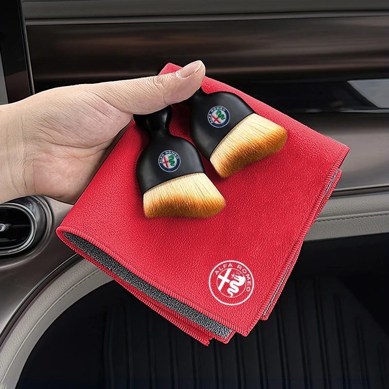 Car Interior Cleaning Tools Microfiber Wash Towels Cleaning Brush For Alfa Romeo Giulietta Mito 159 Giulia Stelvio 156 147 Disco