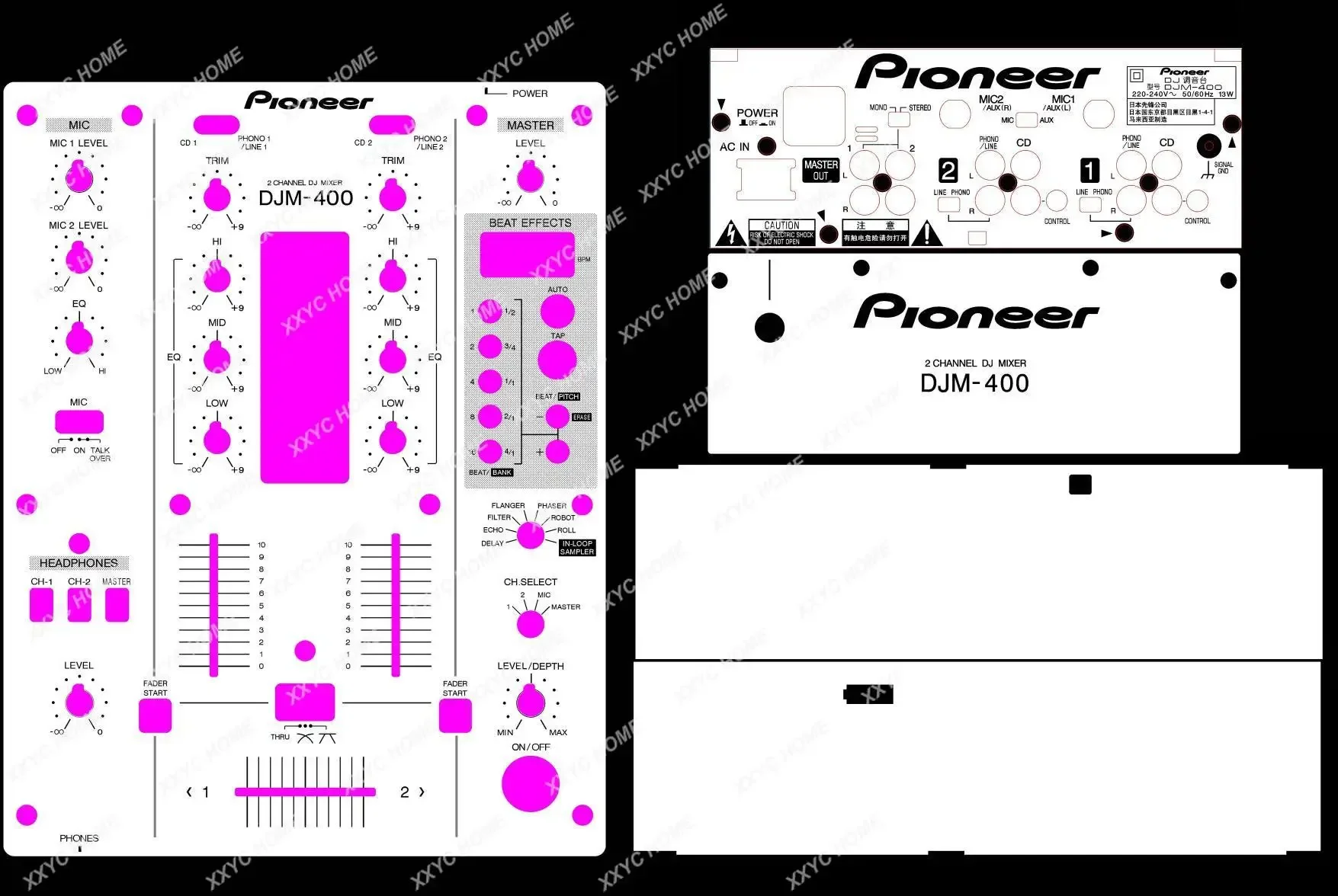 DJM400 mixer panel DJ film protection sticker limited edition black white stock