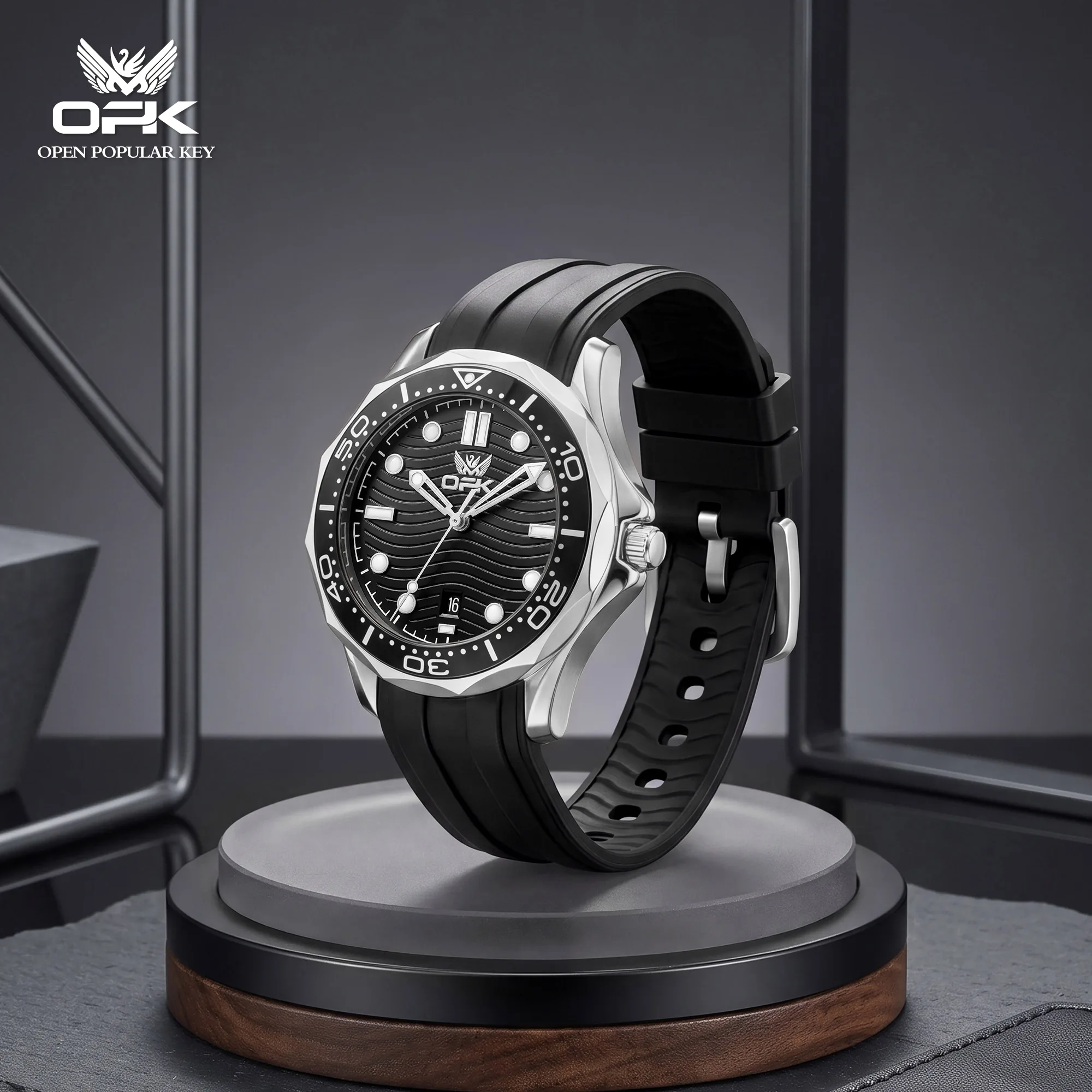 Suede Strap Watch - OPK Nuovo Orologio da Uomo Sportivo
