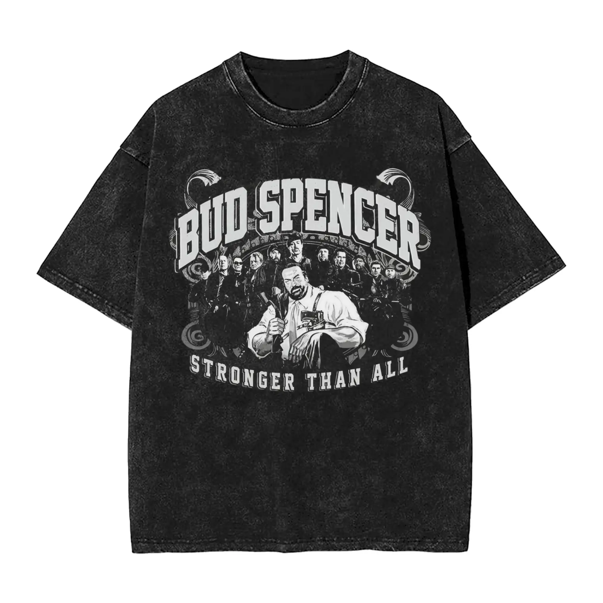 

Italian Actor Film Stronger Than All Washed T Shirts Streetwear Vintage T-Shirts Bud Spencer Tees for Men Women Harajuku Printed