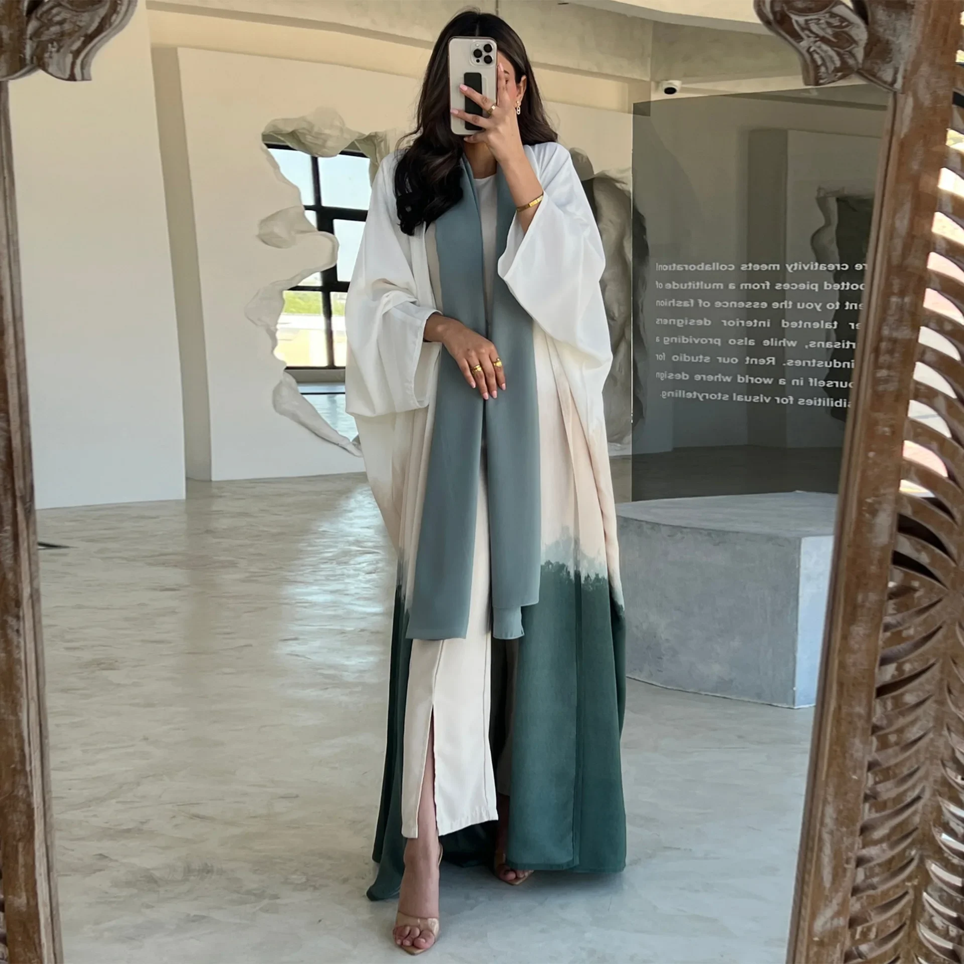 

Ramadan Eid Muslim Women Fashion Gradient Color Casual Modest Open Kimono Abayas Saudi Morocan Kaftan Clothing African Kabaya