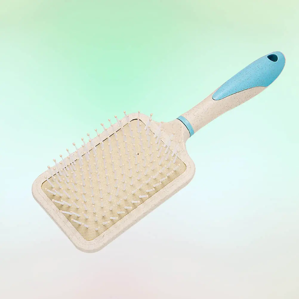 Wheat Straw Scalp Comb Beige Paddle Hairbrush Detangling Massage Comb for Curly Travel Detangling Hair Brush