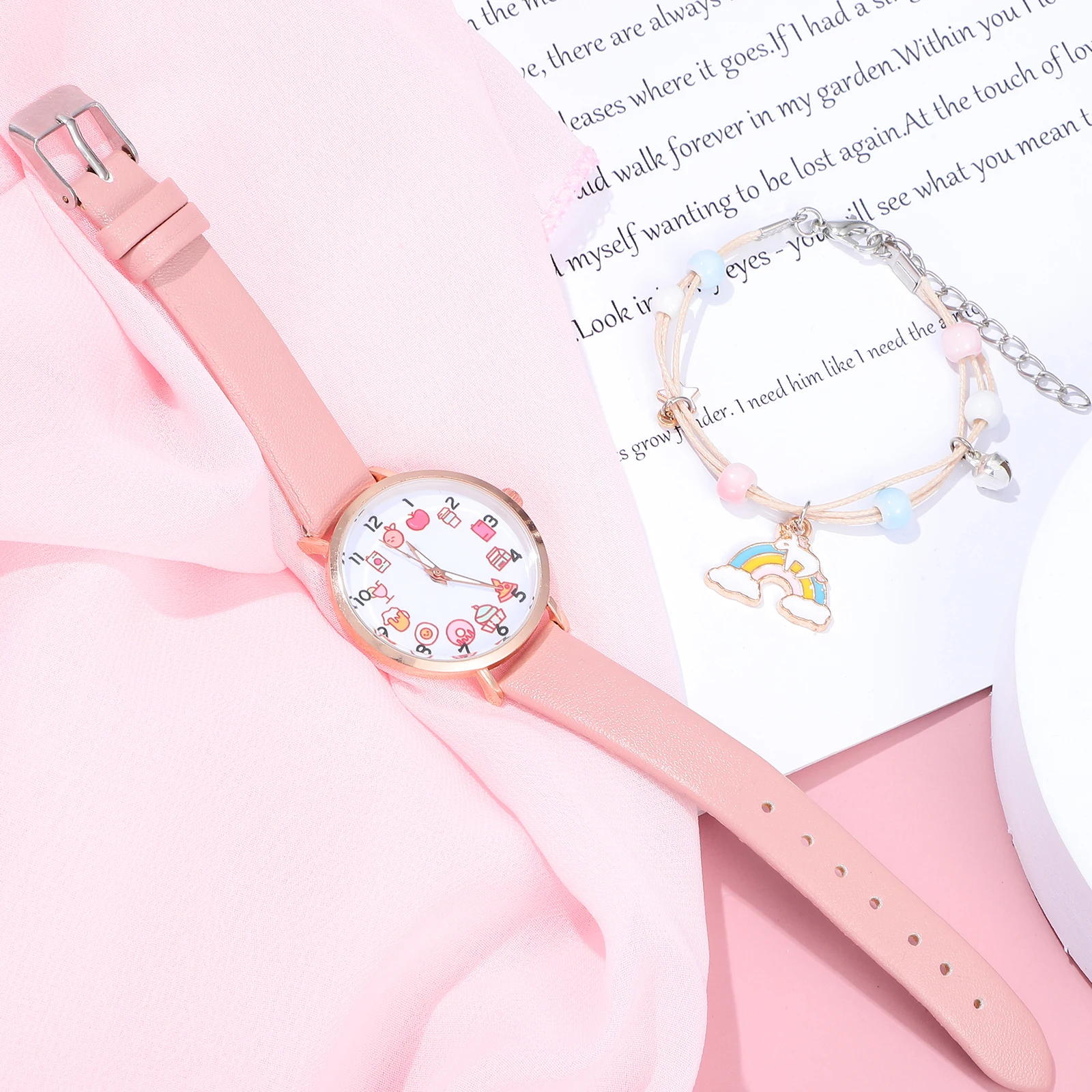 Kids Watches Gift Girls Cartoon Toddler Toddler Watch For Girls Watches Stainless Steel PU Alloy Case Children Watch