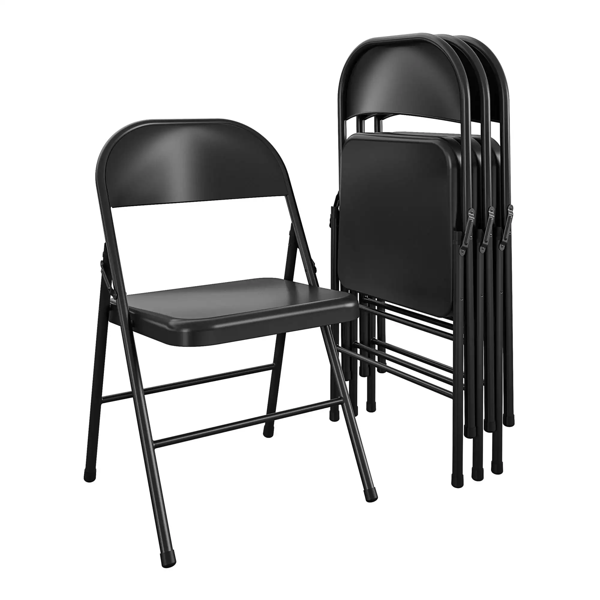 

All-Steel Metal Folding Chair, Double Braced, Black, 4 Pack