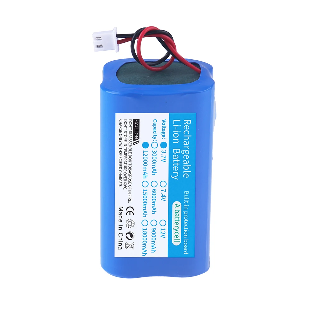 3.7V/4.2V 18650 Li-ion battery 1S4P 12000mAh for Fishing LED Light Bluetooth Speaker Emergency Light Backup An XH2.54-2P Plug