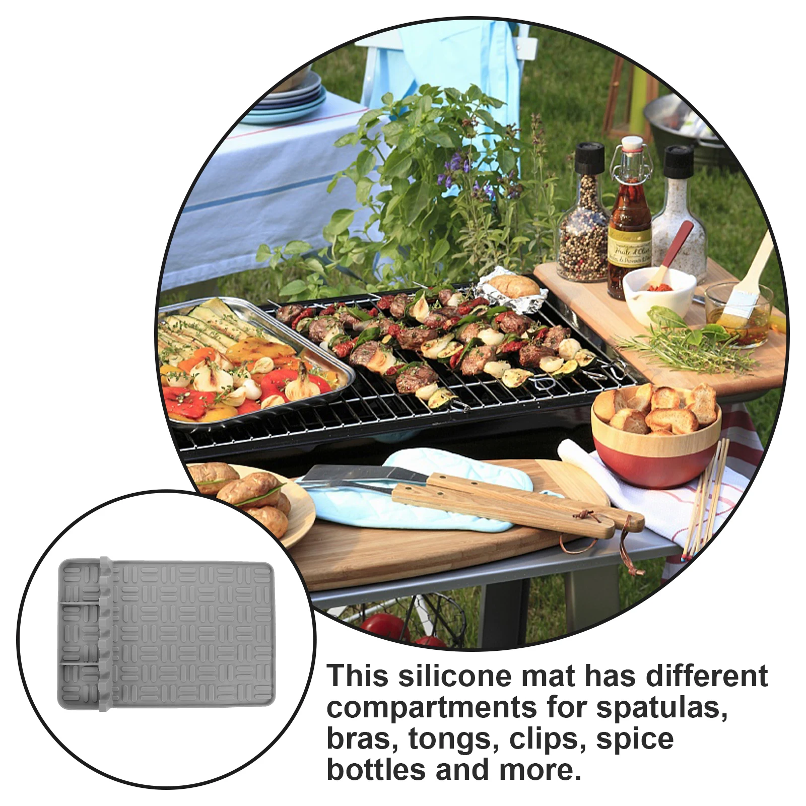 

Silicone BBQ Tool Mat for Grill Side Shelf Heat Resistant Durable Easy Wash Kitchen Countertop Utensils Rest Mat BBQ Tools