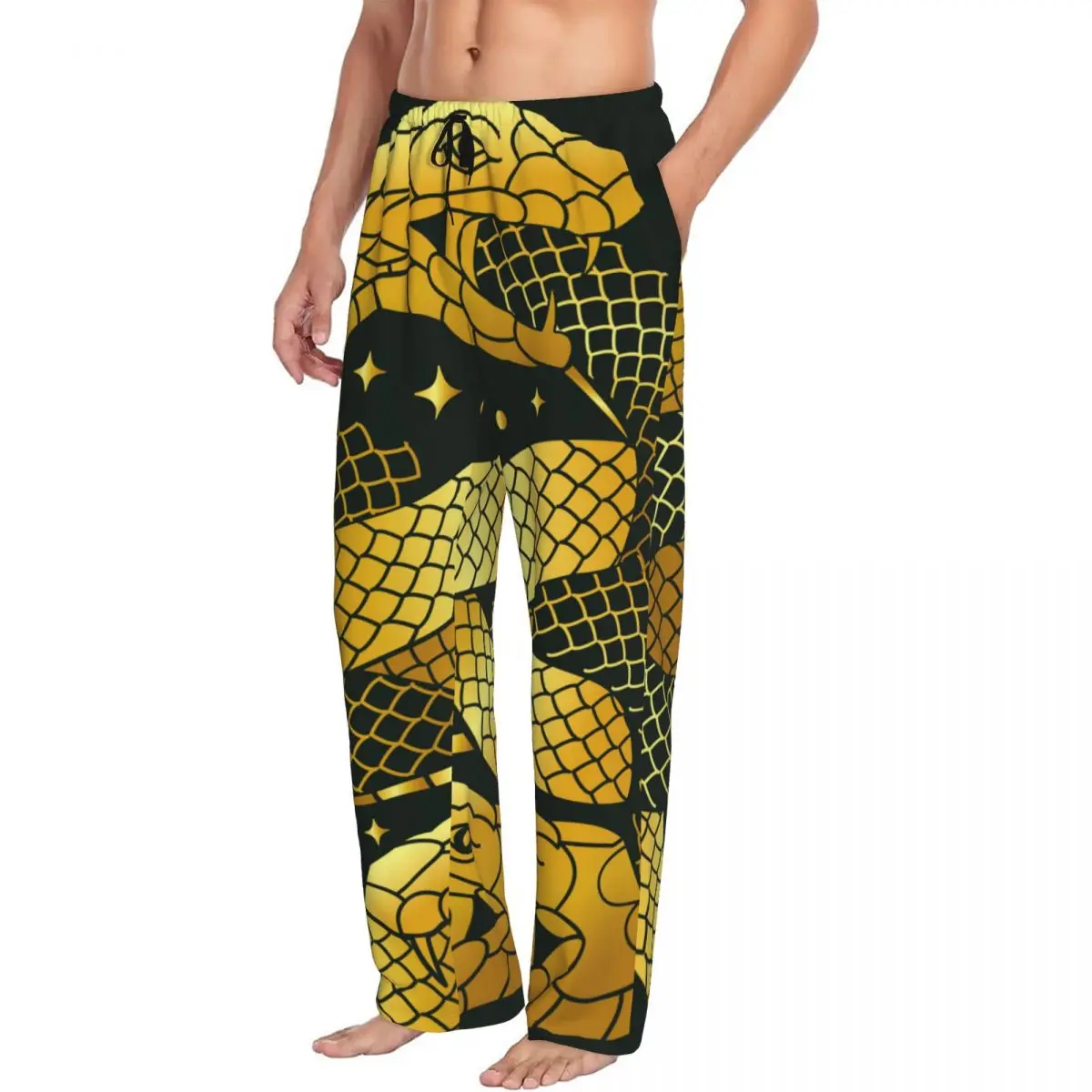 Custom Printed Men's Pajama Pants Snake Sleepwear Sleep Lounge Bottoms with Pockets