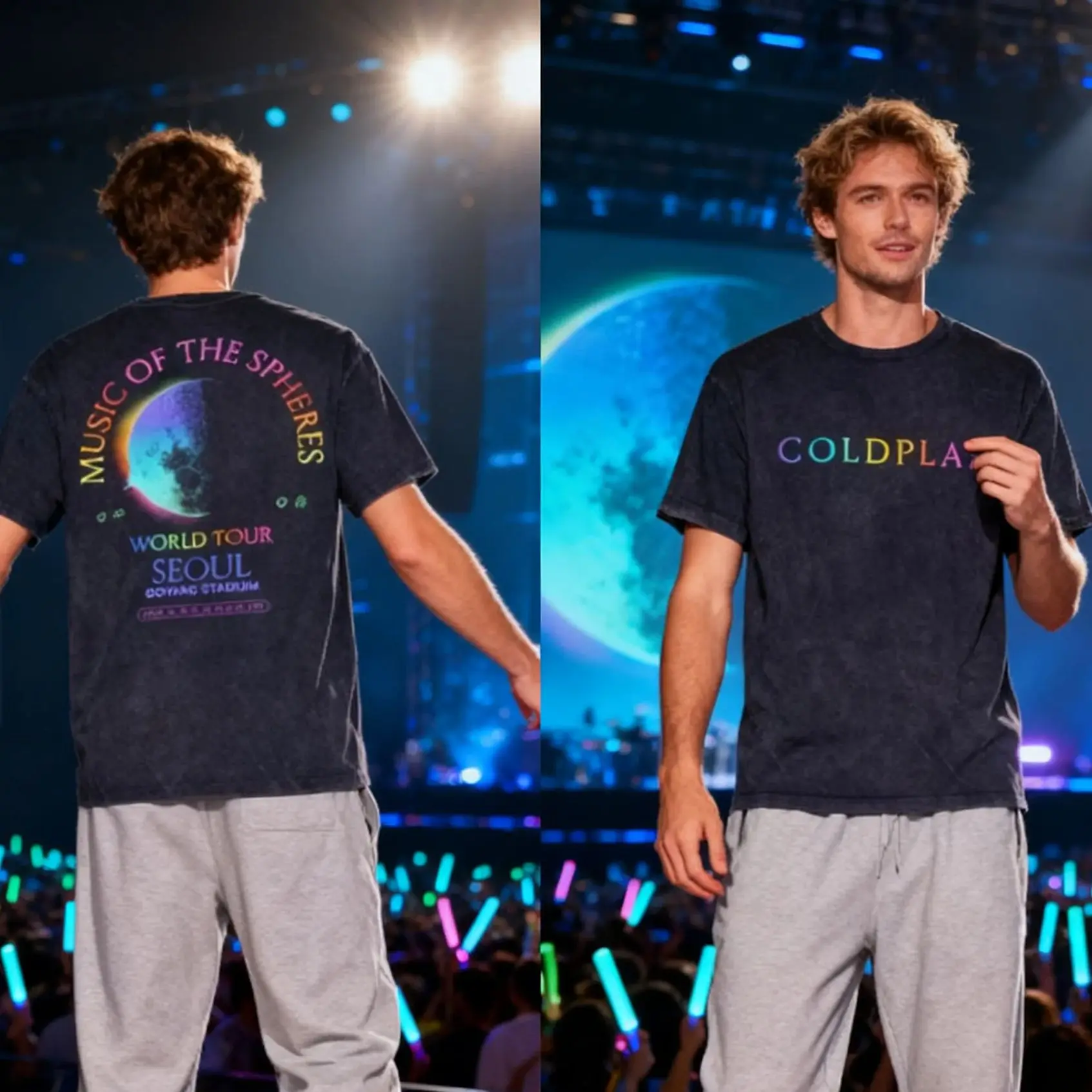 

Мужская потертая футболка с рисунком Band of the Spheres Seoul Tour, мужская повседневная удобная уличная футболка в стиле ретро