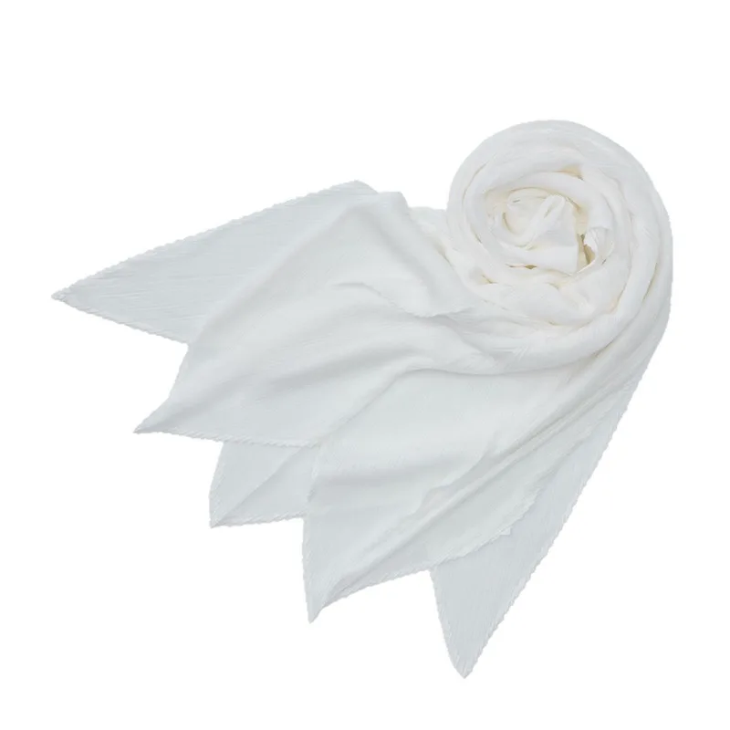 Miyake bufanda plisada de viento bufanda de seda de Color sólido chal sección delgada 2025 otoño nueva moda Peplum ropa de mujer