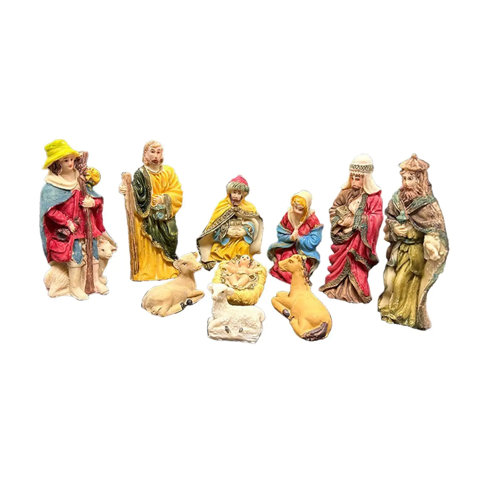 Christmas Nativity Scene Figurine Nativity Sculpture Statue Religious Sculpture Nativity Figurine Display Set for Living Room