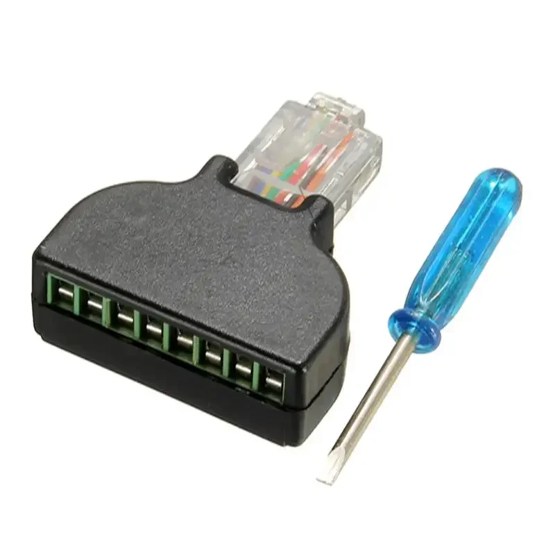 ESCAM 1 قطعة RJ45 إيثرنت ذكر إلى 8 دبوس AV محطة المسمار محول محول كتلة التوصيل CCTV الملحقات