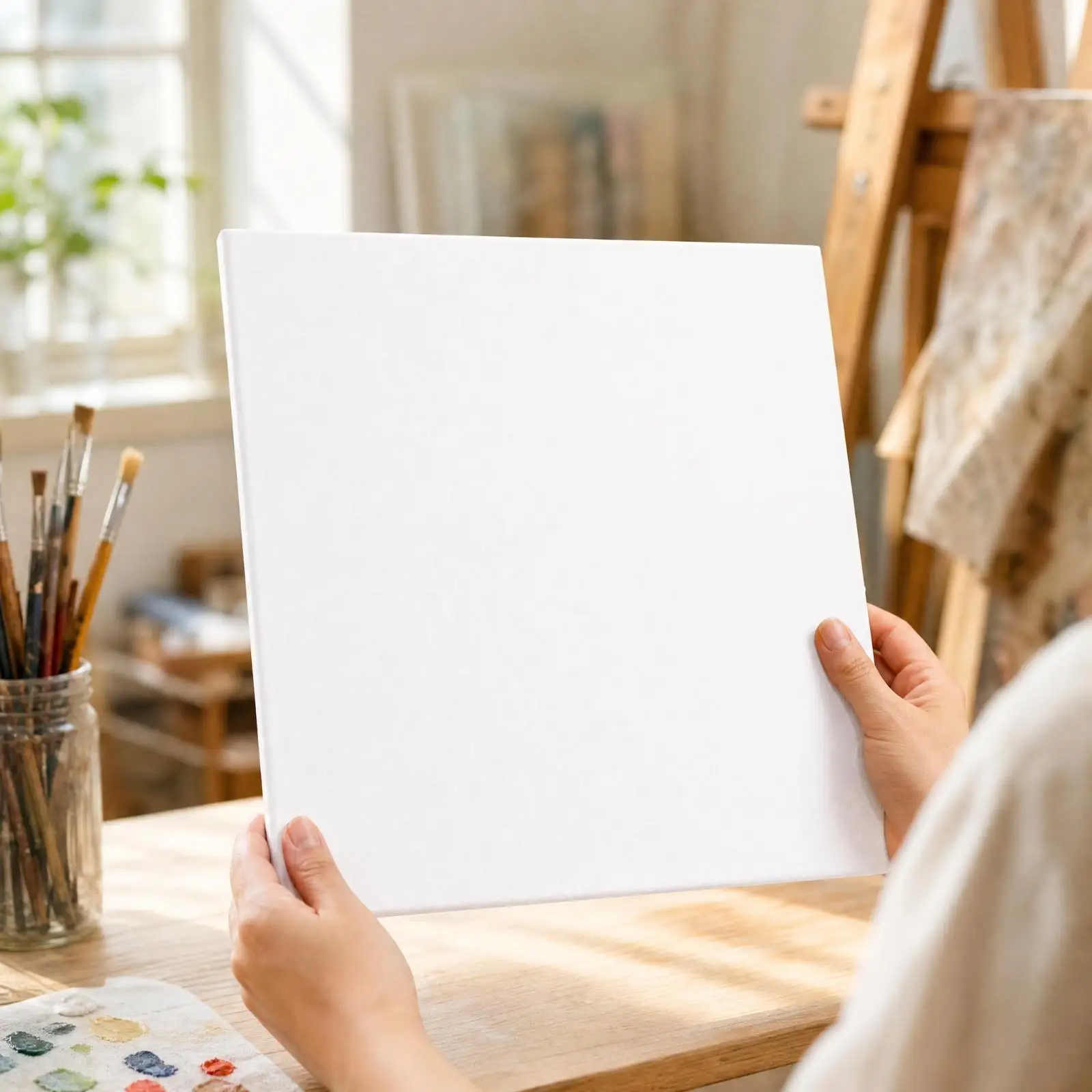 White Blank Canvas for Oil Painting Wood Frame Linen Stretched Surface for Acrylic Art Classroom Sketch Practice Artist Canvas