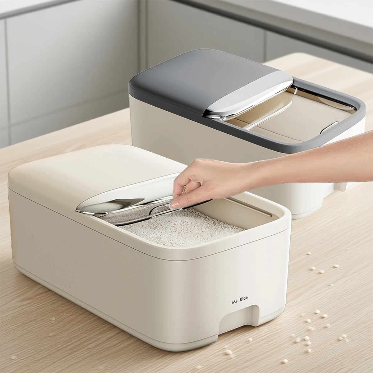 

5/10KG Rice Storage Box Home with Lid Insect Proof Moisture Proof Rice Box Grain Sealed Jar Kitchen Container Storing Dry Grain