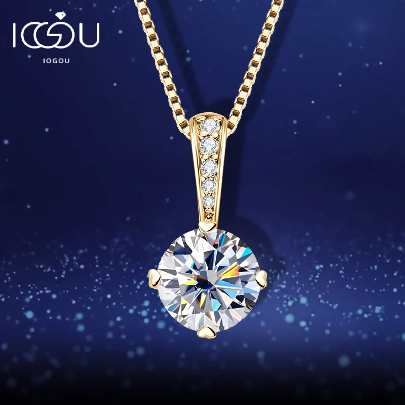 

IOGOU 8mm/6.5mm Round D Moissanite Diamond Pendant Original Real 925 Sterling Silver Necklace 2023 Trend Fine Jewelry for Woman