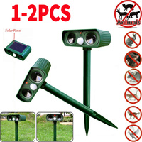 1-2PCS Outdoor Solar Ultrasonic Pest Animal Bird Cat Dog Repeller Repellent infrared Drive Garden Deterrent Repeller Repellent f