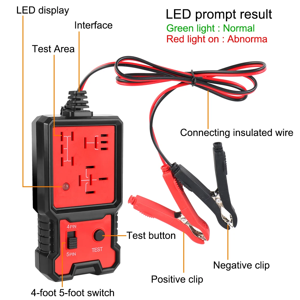 Voltage Tester LED Indicator Light Car Relay Tester Automotive Electronic Relay Tester Universal 12V Car Battery Checker