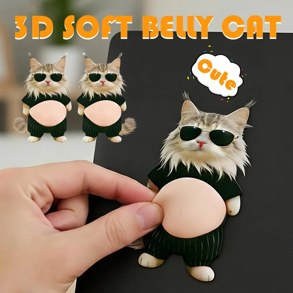 3 Kinds Tabby Cat 3D Belly Stickers Soft Silicone For Phone Case Car Decoration Children's Birthday Party Favor Festival SupplY