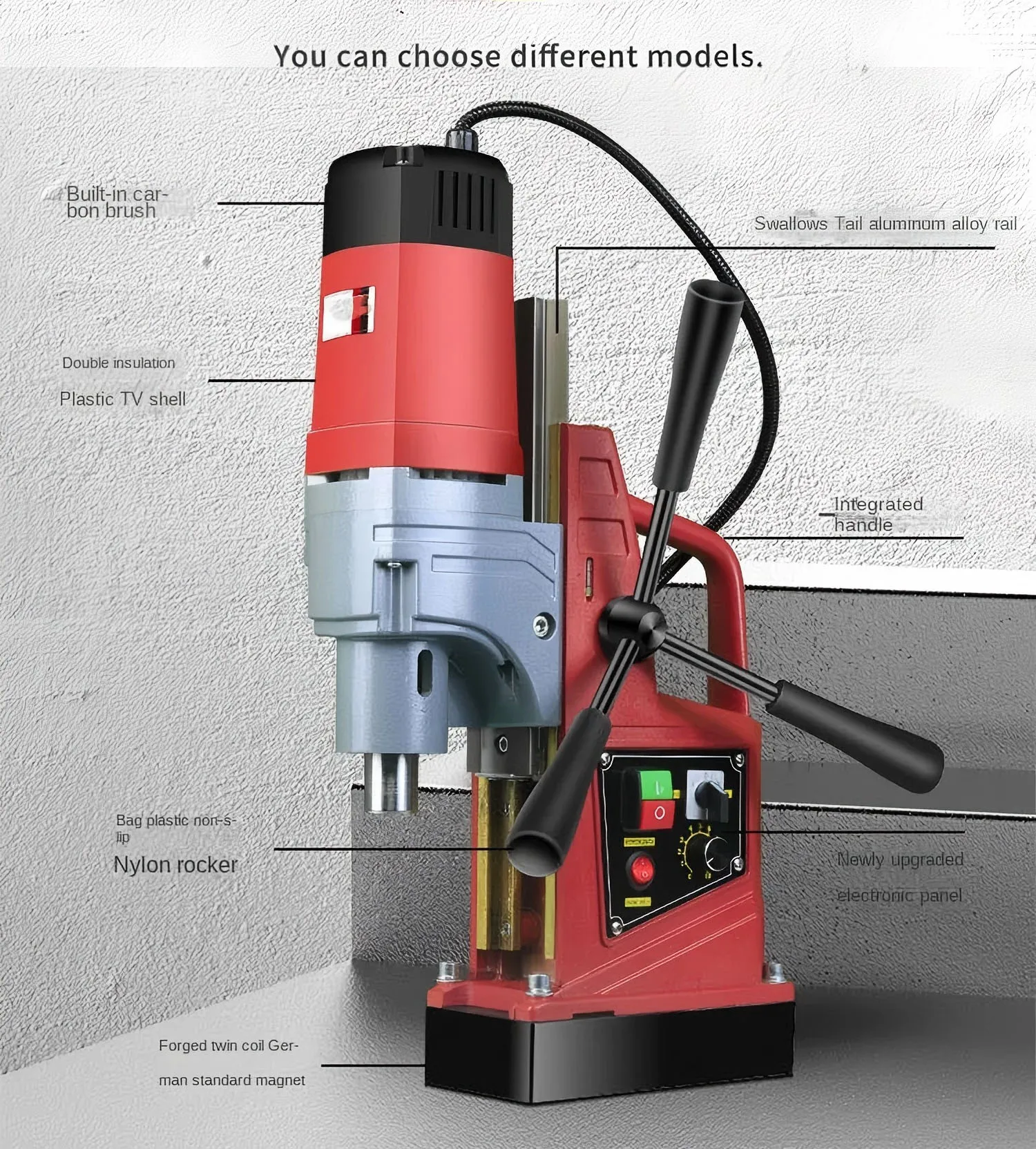 Electric Core Drill Portable Speed Adjustable Magnetic Drill 220V/880W Multi-Function Magnetic Base Core Drill