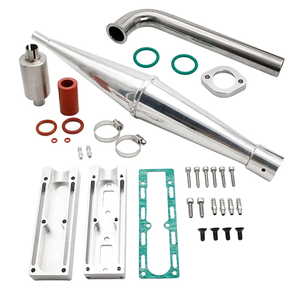 Aluminum Exhaust Pipe fit 58CC Engine Two Cylinders for 1/5 Marine Gas RC Boat