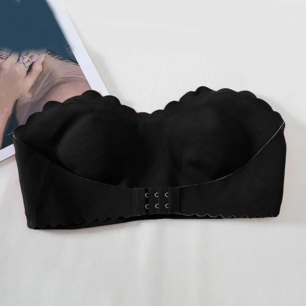 シームレスなストラップレス目に見えないブラジャーぴったりフィット耐衝撃ブラジャー女性のためのランジェリーフロントバックルワイヤレスブラジャー結婚式