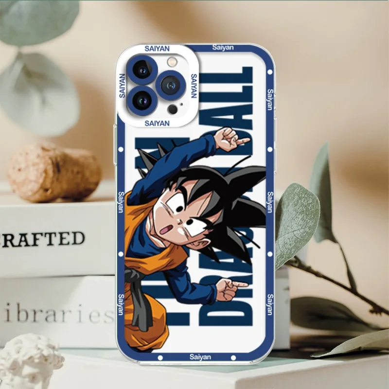Casing Ponsel Dragon Ball Goku untuk IPhone 16 15 14 13 Pro Max Plus Sampul Lembut TPU Cangkang Abrasi Anti Jatuh Aksesori Semua Inklusif