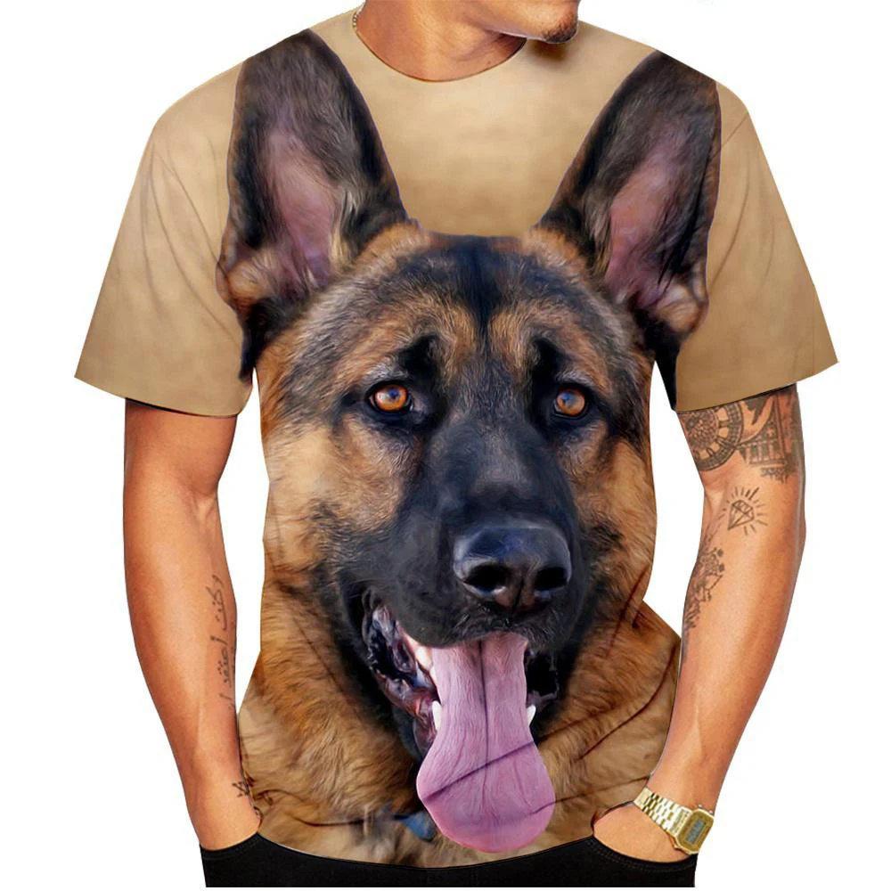 Fashion Funny Dog T Shirts Cute German Shepherd 3D Print Men Woman Streetwear T-Shirt Oversized Harajuku Kids Tops Tees Clothing