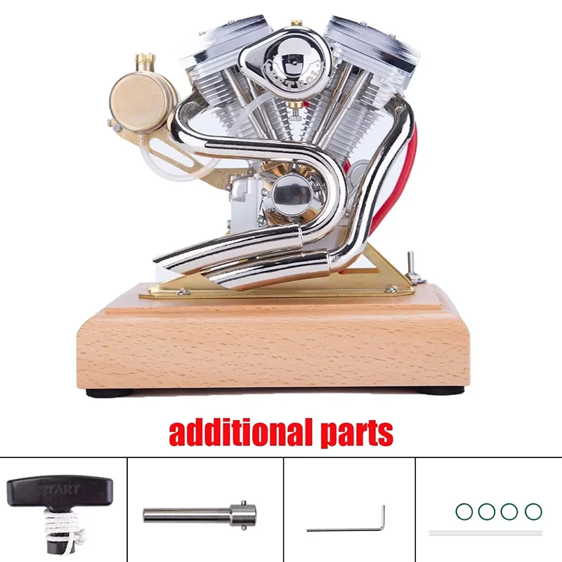 

Two Cylinder Motorcycle Engine Model R34 4.2CC Metal Four Stroke Engine Model Air Cooling Version OHV Toys