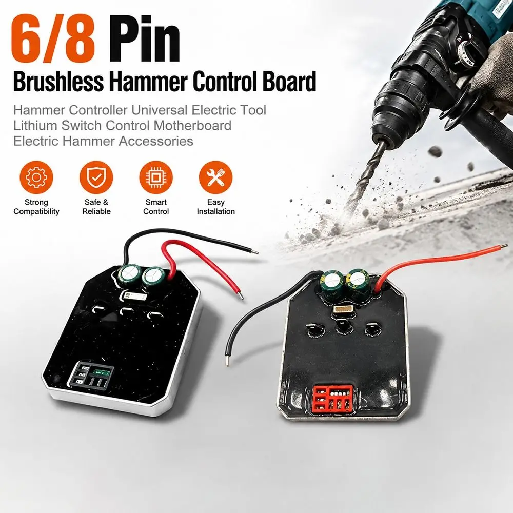 6/8 Pin Connector Hammer Control Board Lithium Switch Universal Fit Electric Hammer Accessories Brushless Motor Compatible